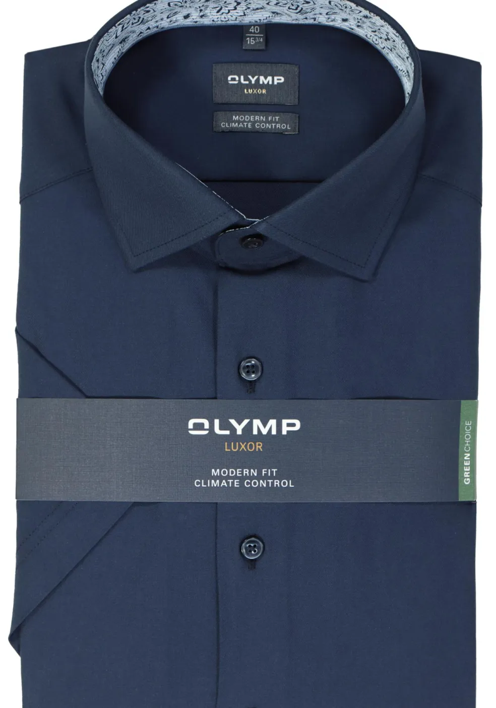 OLYMP 24/7 modern fit overhemd, korte mouw, twill, marine blauw