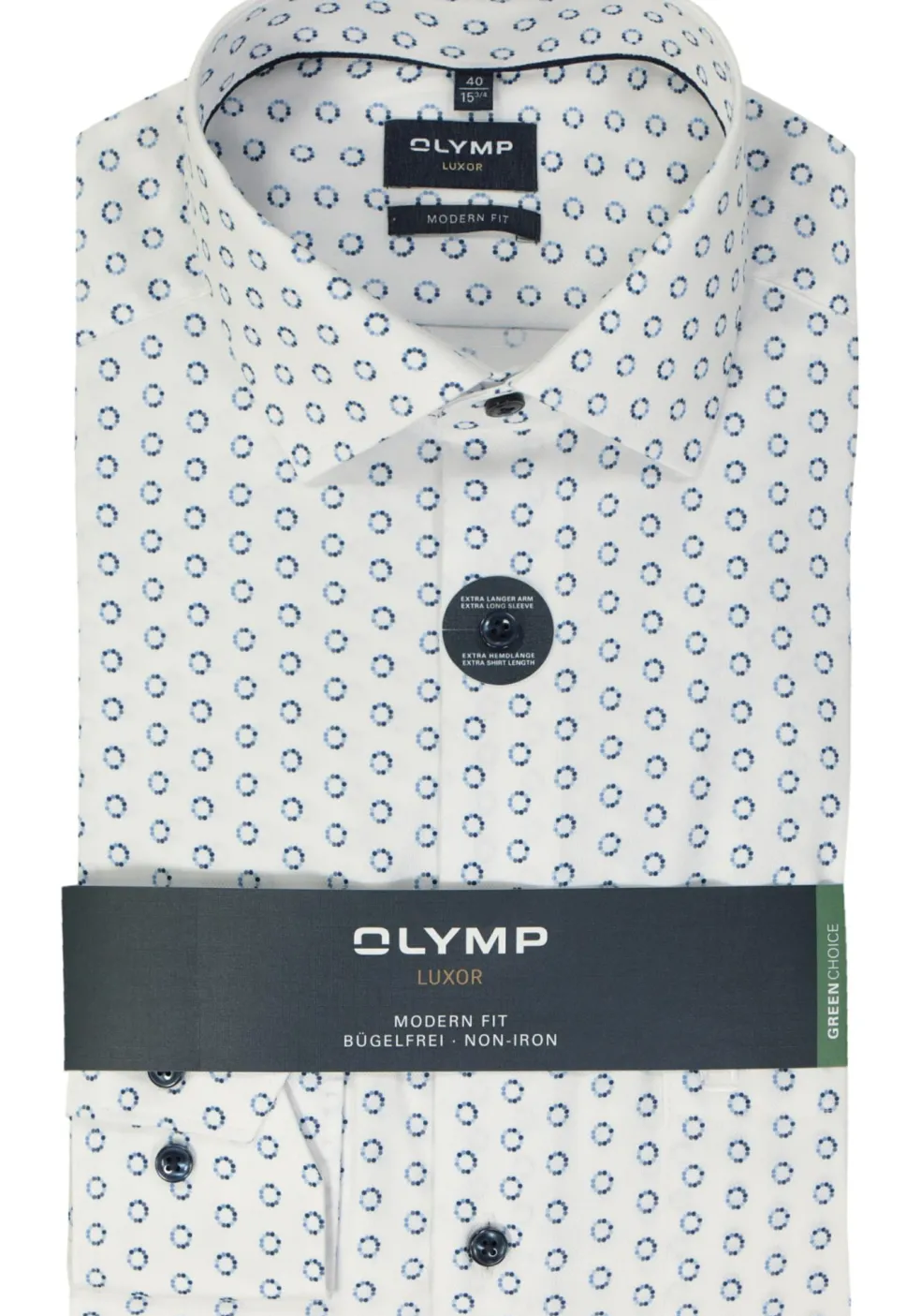 OLYMP modern fit overhemd, mouwlengte 7, dobby, wit dessin