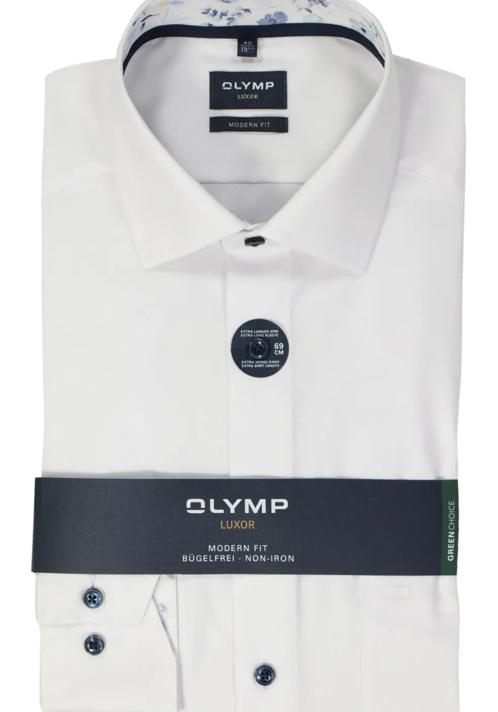 OLYMP modern fit overhemd, mouwlengte 7, structuur, wit