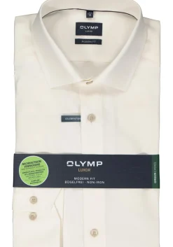 OLYMP modern fit overhemd, structuur, beige