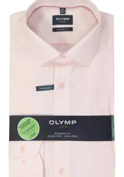 OLYMP modern fit overhemd, structuur, lichtroze