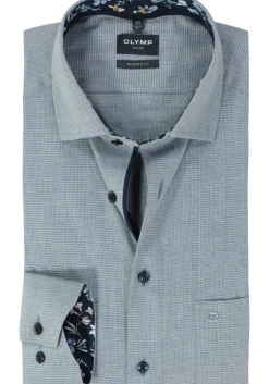 OLYMP modern fit overhemd, structuur, marine blauw