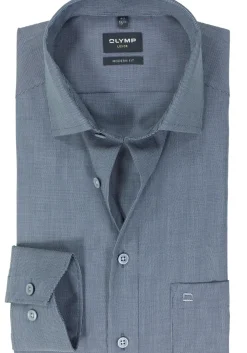 OLYMP modern fit overhemd, structuur, marine blauw