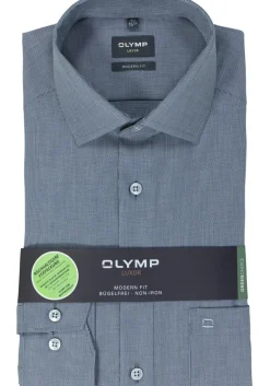 OLYMP modern fit overhemd, structuur, marine blauw