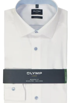 OLYMP modern fit overhemd, structuur, wit