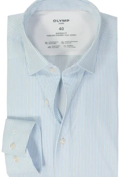 OLYMP 24/7 modern fit overhemd, tricot, lichtblauw dessin