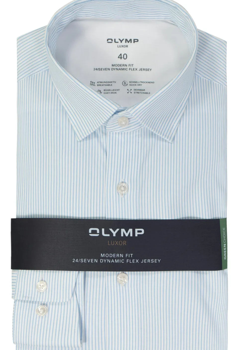OLYMP 24/7 modern fit overhemd, tricot, lichtblauw dessin