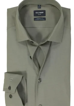 OLYMP 24/7 modern fit overhemd, twill, grijsgroen