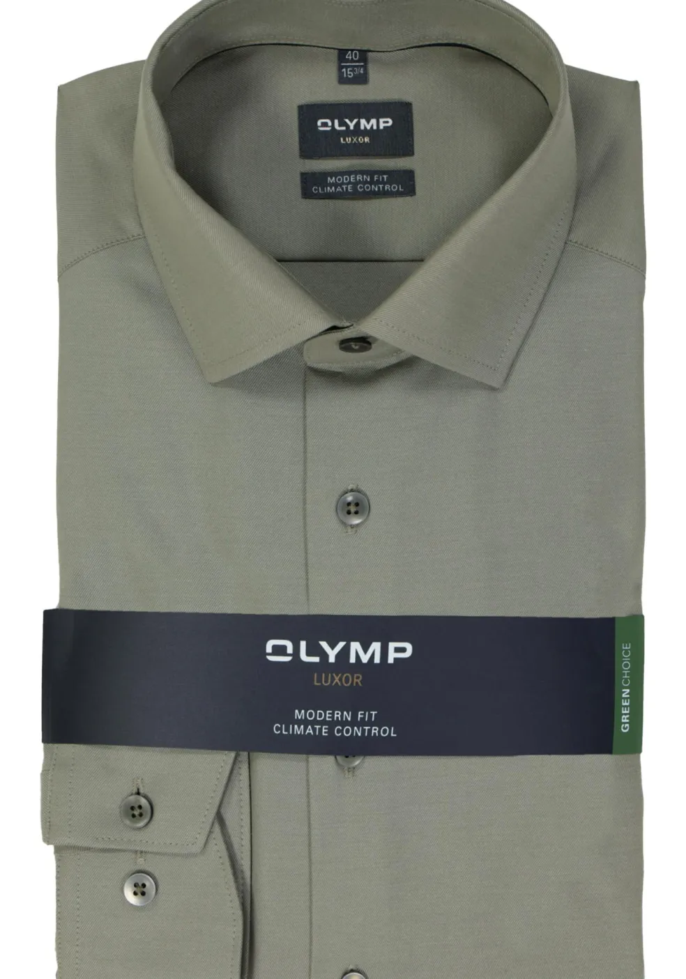 OLYMP 24/7 modern fit overhemd, twill, grijsgroen