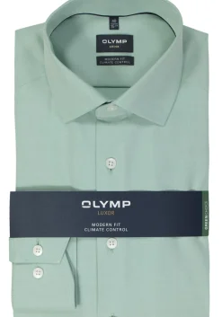 OLYMP 24/7 modern fit overhemd, twill, lichtgroen