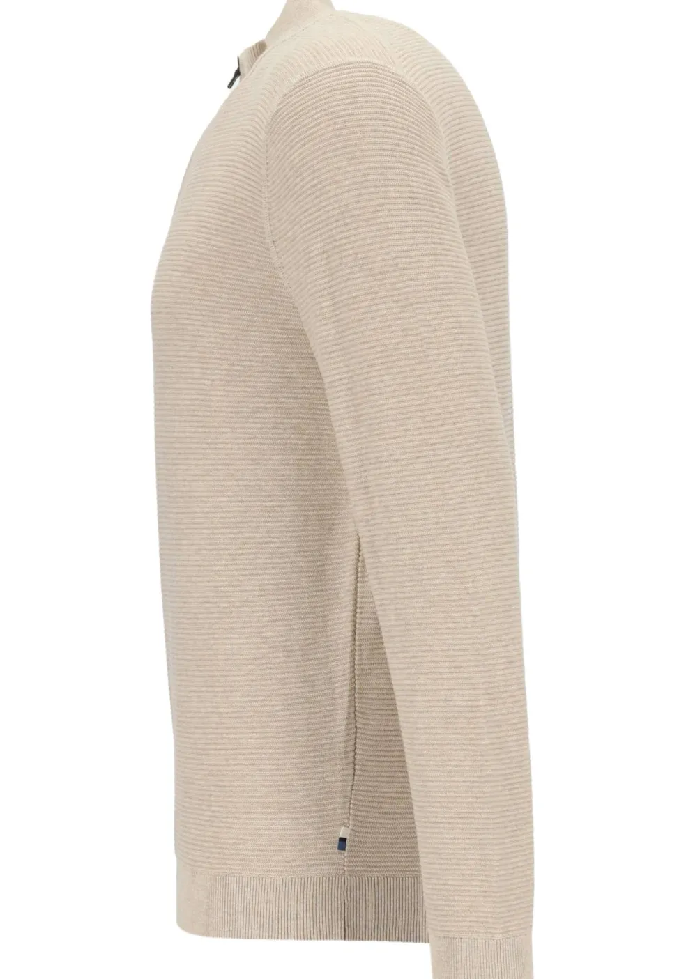 OLYMP modern fit schipperstrui katoen, structuur, korte rits, beige