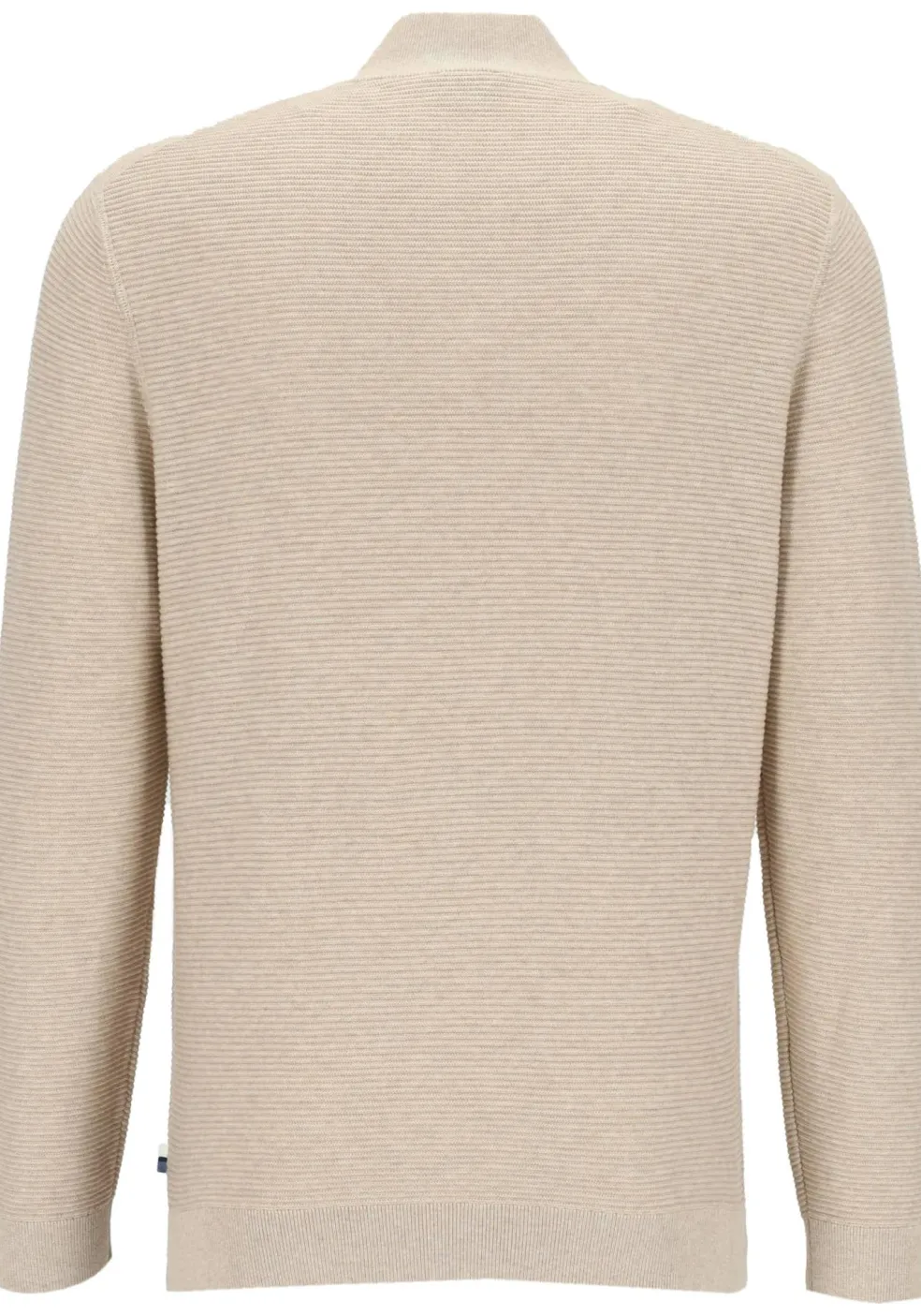 OLYMP modern fit schipperstrui katoen, structuur, korte rits, beige