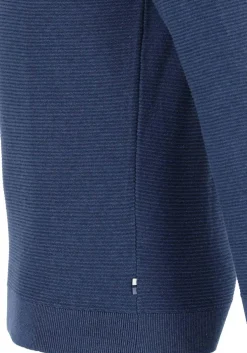 OLYMP modern fit schipperstrui katoen, structuur, korte rits, blauw