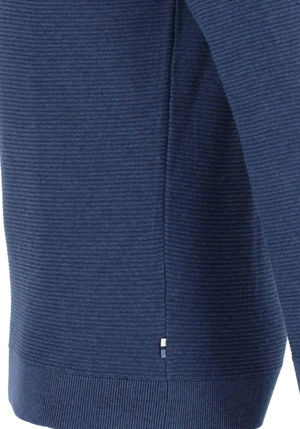 OLYMP modern fit schipperstrui katoen, structuur, korte rits, blauw