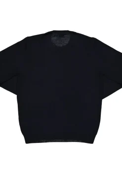 OLYMP modern fit trui wol, O-hals, marine blauw