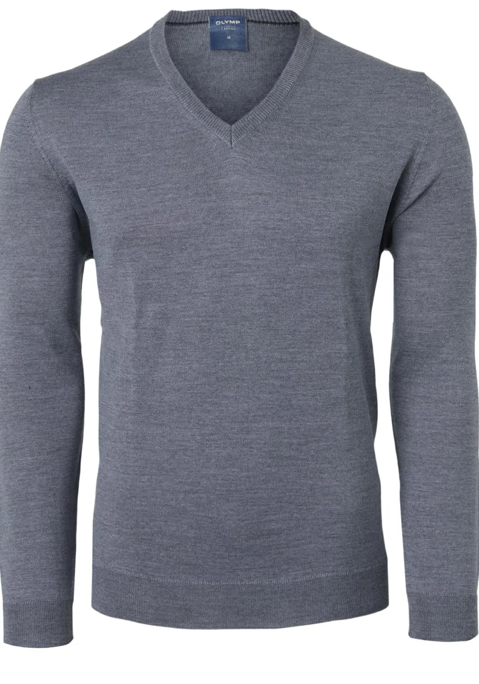 OLYMP modern fit trui wol, V-hals, grijs