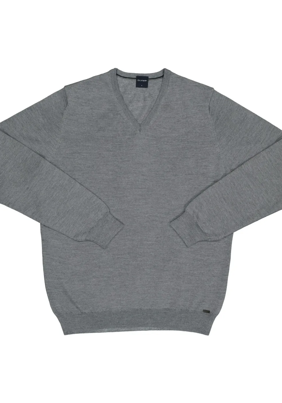 OLYMP modern fit trui wol, V-hals, grijs