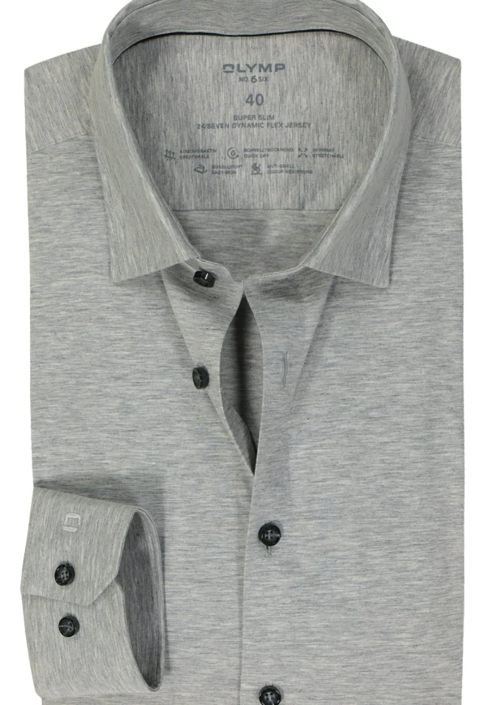 OLYMP No. Six 24/Seven super slim fit overhemd, tricot, grijs