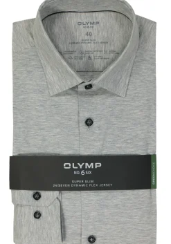 OLYMP No. Six 24/Seven super slim fit overhemd, tricot, grijs