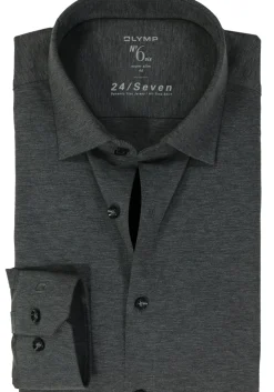 OLYMP No. Six 24/Seven super slim fit overhemd, tricot, antraciet grijs