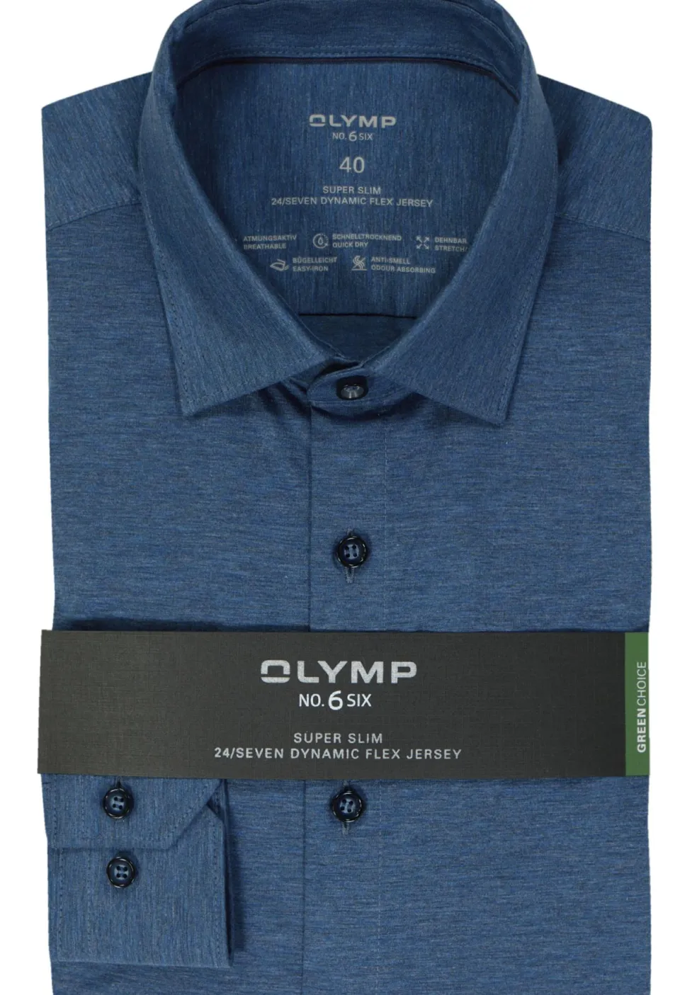 OLYMP No. Six 24/Seven super slim fit overhemd, tricot, middenblauw