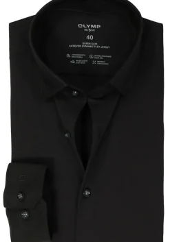 OLYMP No. Six 24/Seven super slim fit overhemd, tricot, zwart