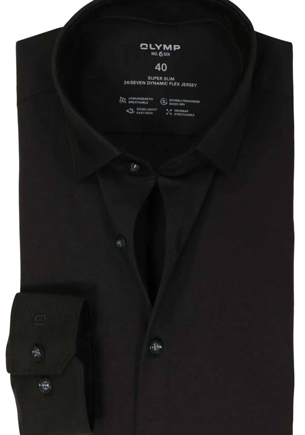OLYMP No. Six 24/Seven super slim fit overhemd, tricot, zwart