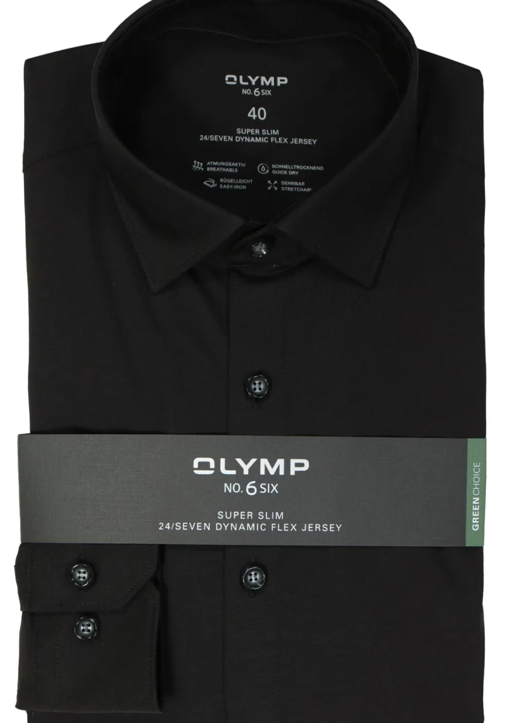 OLYMP No. Six 24/Seven super slim fit overhemd, tricot, zwart
