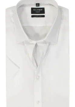 OLYMP No. 6 Six super slim fit overhemd, korte mouw, popeline, wit