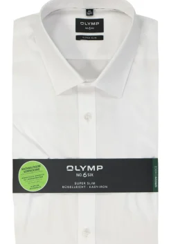 OLYMP No. 6 Six super slim fit overhemd, korte mouw, popeline, wit