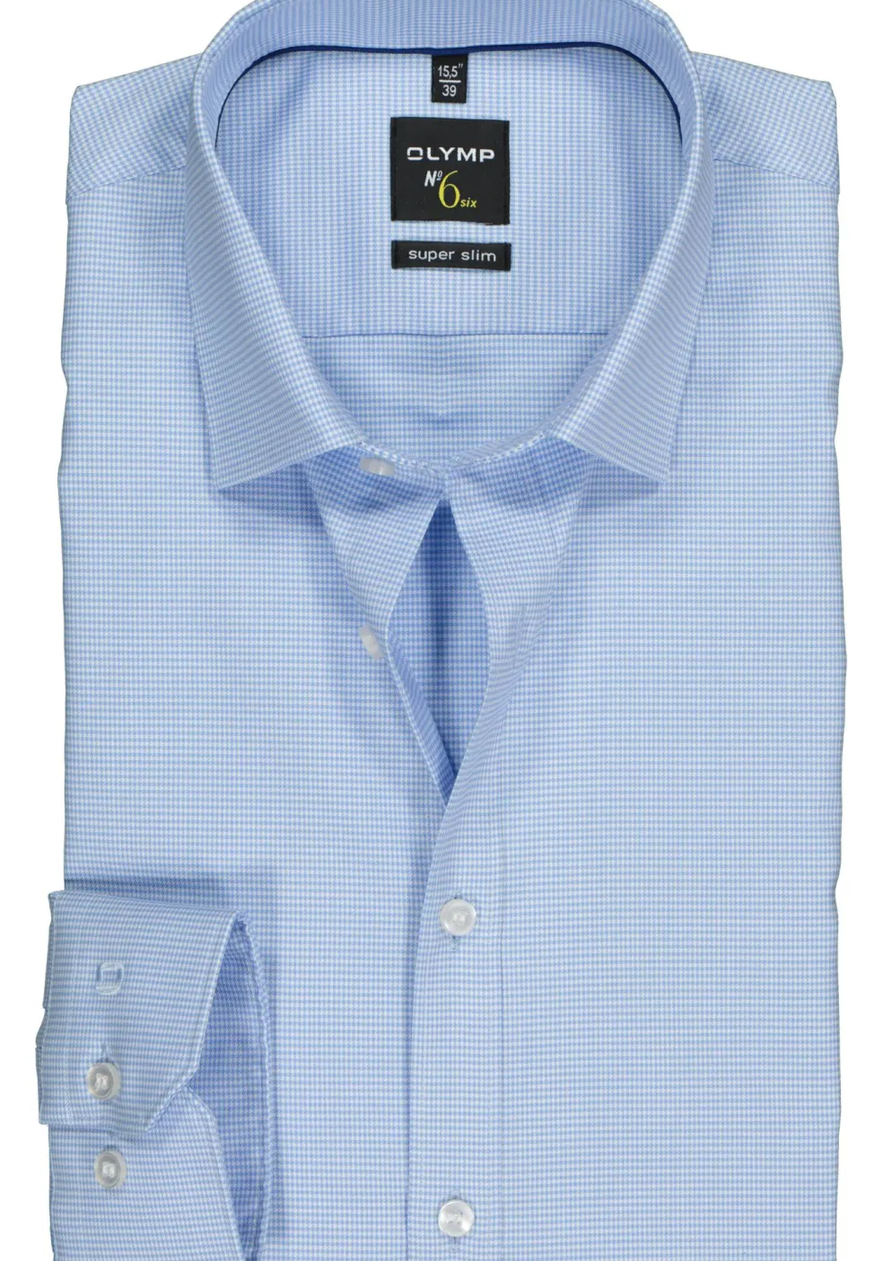 OLYMP No. Six super slim fit overhemd, lichtblauw geruit