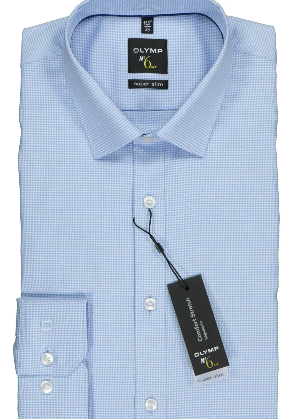 OLYMP No. Six super slim fit overhemd, lichtblauw geruit