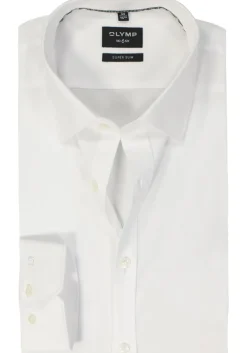 OLYMP No. Six super slim fit overhemd, mouwlengte 7, wit