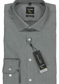 OLYMP No. Six super slim fit overhemd, zwart geruit