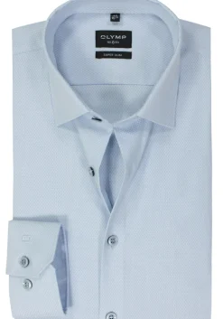 OLYMP No. 6 Six super slim fit overhemd, structuur, lichtblauw