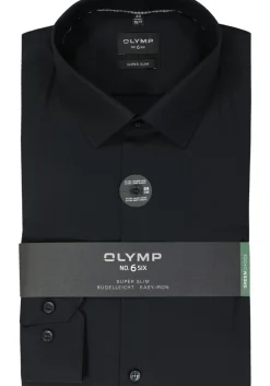 OLYMP No. Six super slim fit overhemd, mouwlengte 7, zwart