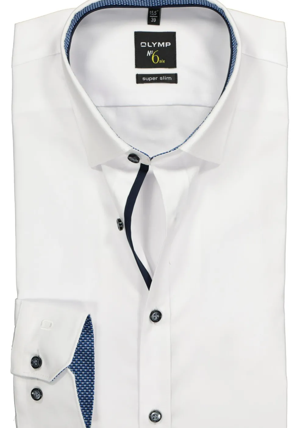 OLYMP No. Six super slim fit overhemd, wit (blauw contrast)