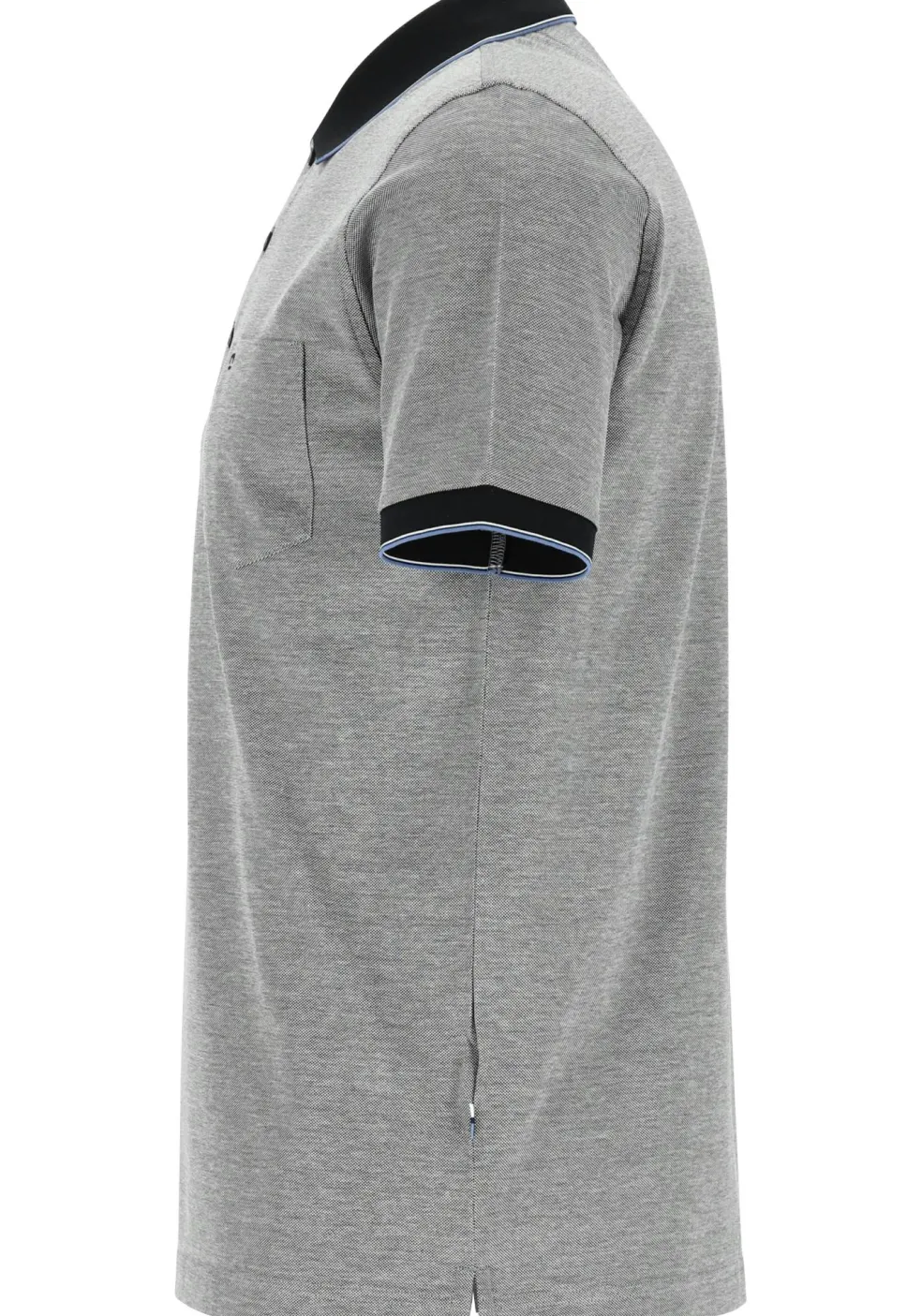 OLYMP Polo Casual, modern fit polo, zwart met wit melange
