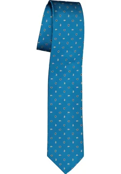 Pelucio stropdas, turquoise met wit dessin