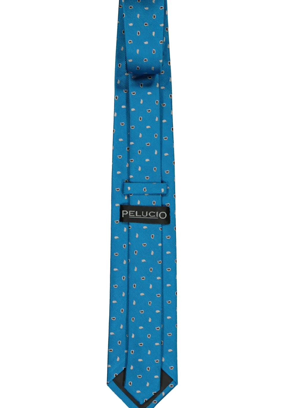 Pelucio stropdas, turquoise met wit dessin