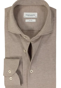 Profuomo slim fit heren overhemd, jersey, camel
