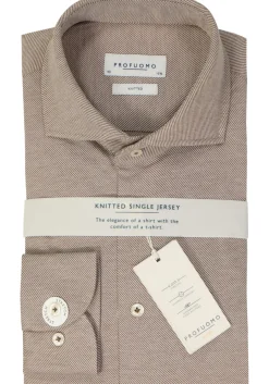 Profuomo slim fit heren overhemd, jersey, camel