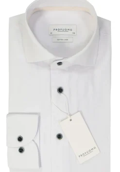 Profuomo slim fit heren overhemd, Oxford, wit