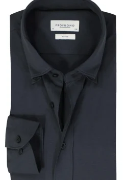 Profuomo slim fit heren overhemd, jersey, donkerblauw
