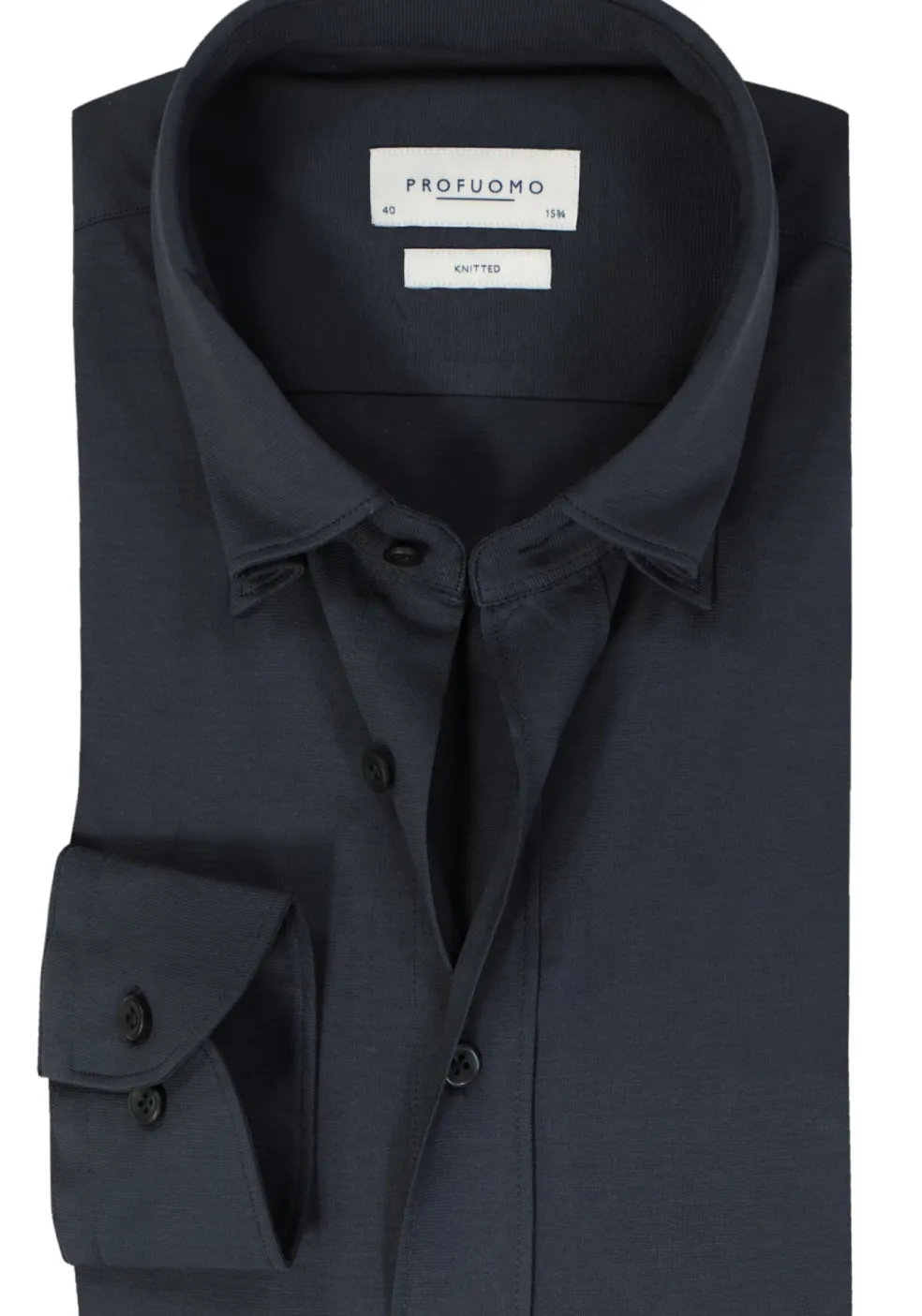 Profuomo slim fit heren overhemd, jersey, donkerblauw