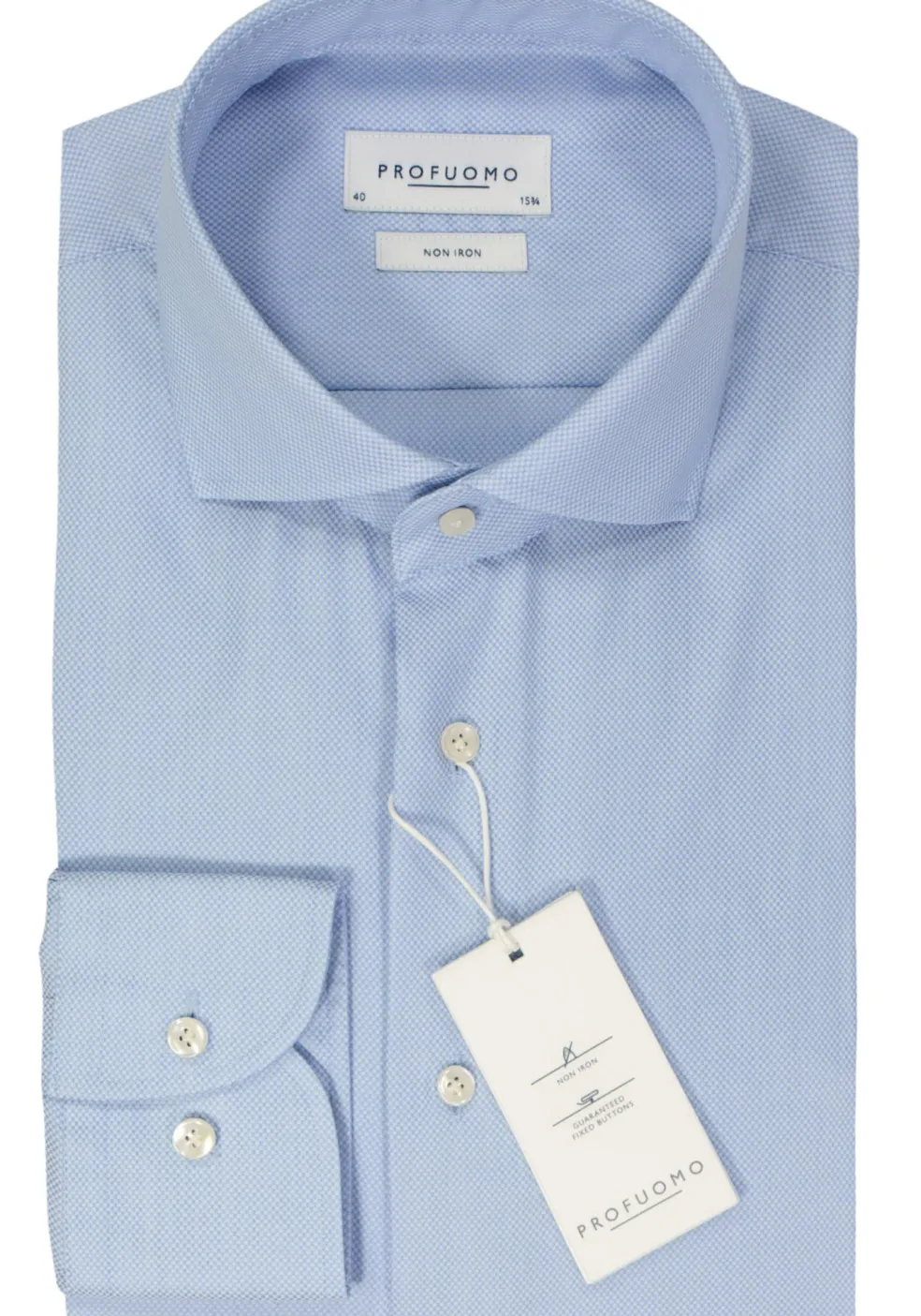 Profuomo slim fit heren overhemd, dobby, blauw