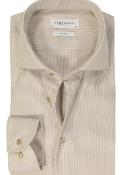 Profuomo slim fit heren overhemd, dobby, camel