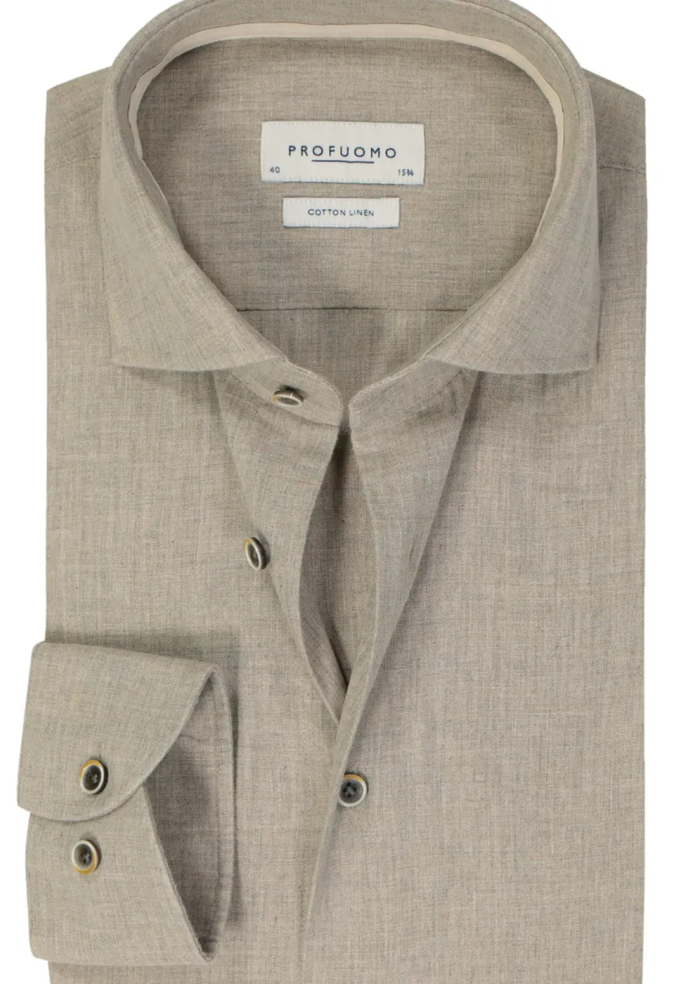 Profuomo slim fit heren overhemd, Oxford, beige