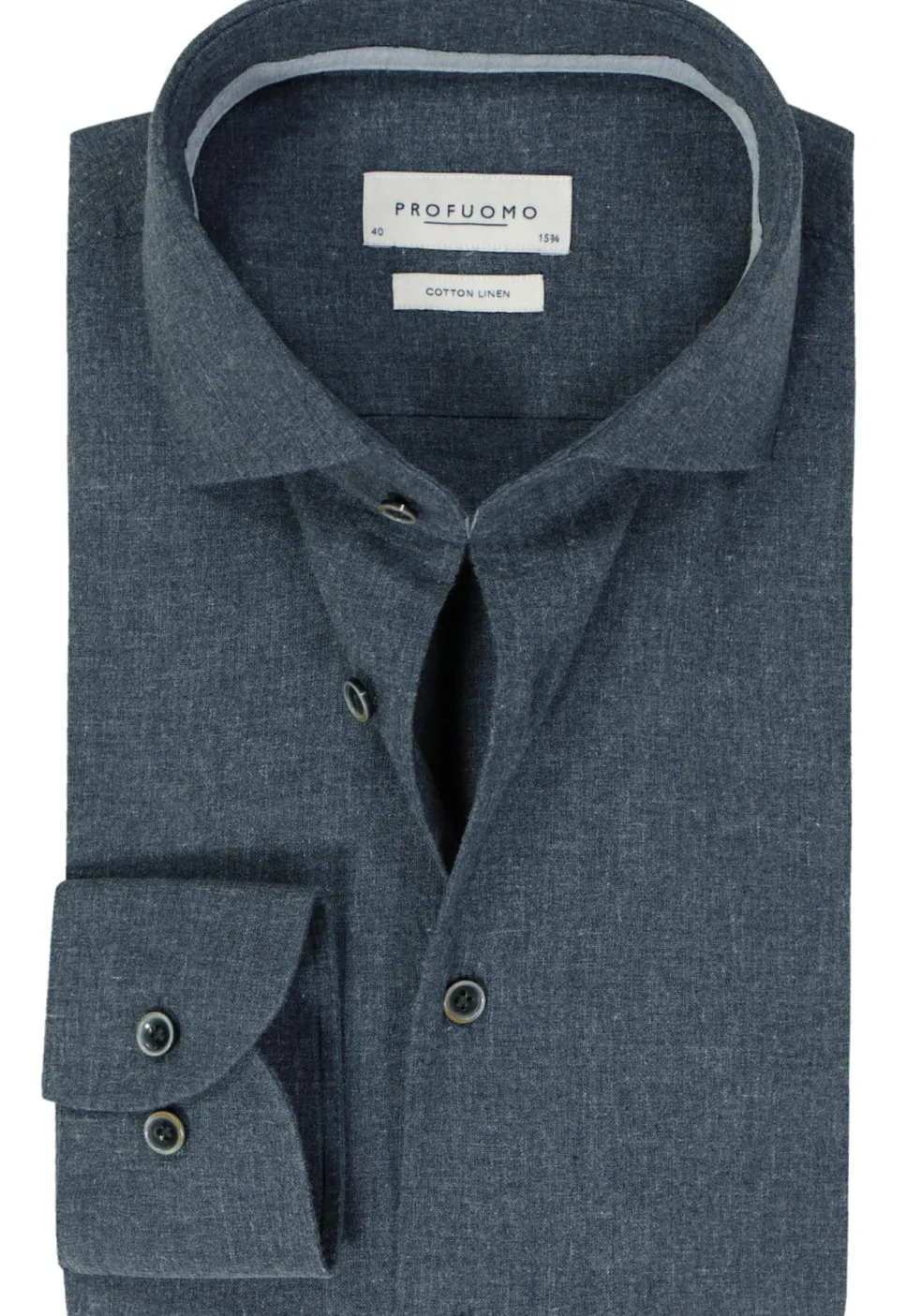 Profuomo slim fit heren overhemd, Oxford, indigo blauw