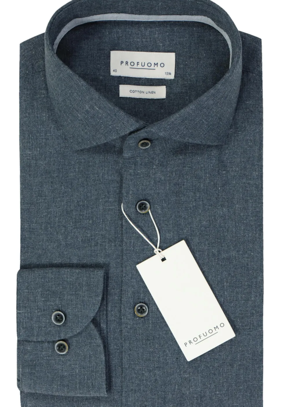 Profuomo slim fit heren overhemd, Oxford, indigo blauw